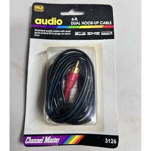 Channel Master 3126 6ft RCA Male to Male Stereo Audio Cable Gold Plated Black